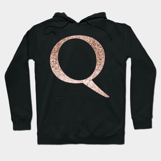 Q rose gold glitter monogram letter Hoodie by RoseAesthetic